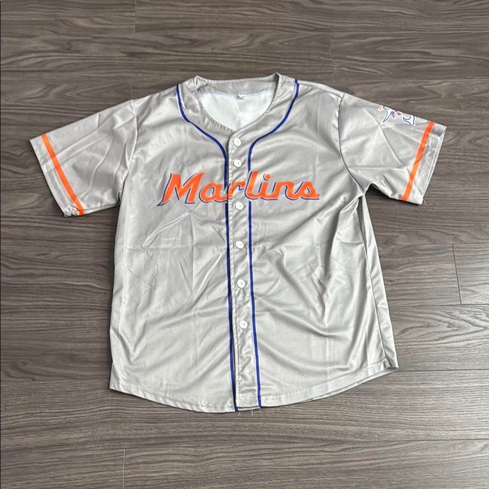 Marlins Kids Gray Baseball Jersey